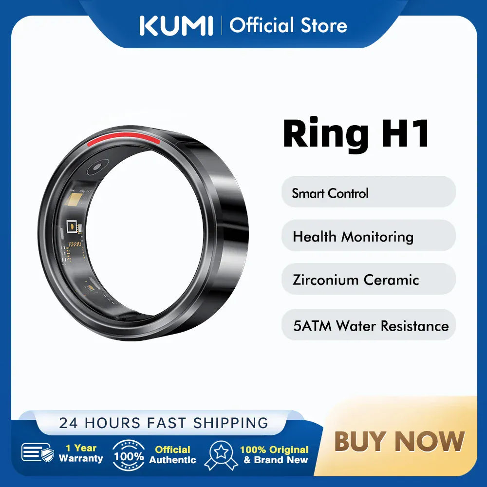 Smart Ring H1 Durable 5ATM Waterproof, Remote Control Functionality, and Sleek Ceramic Design