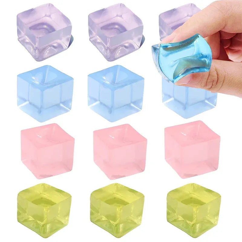 Square Ice Cube Stress Ball Squishy Fidget Squeeze Stress Relief Toys For Kids Adults Decompression Party Gifts Classroom Prizes