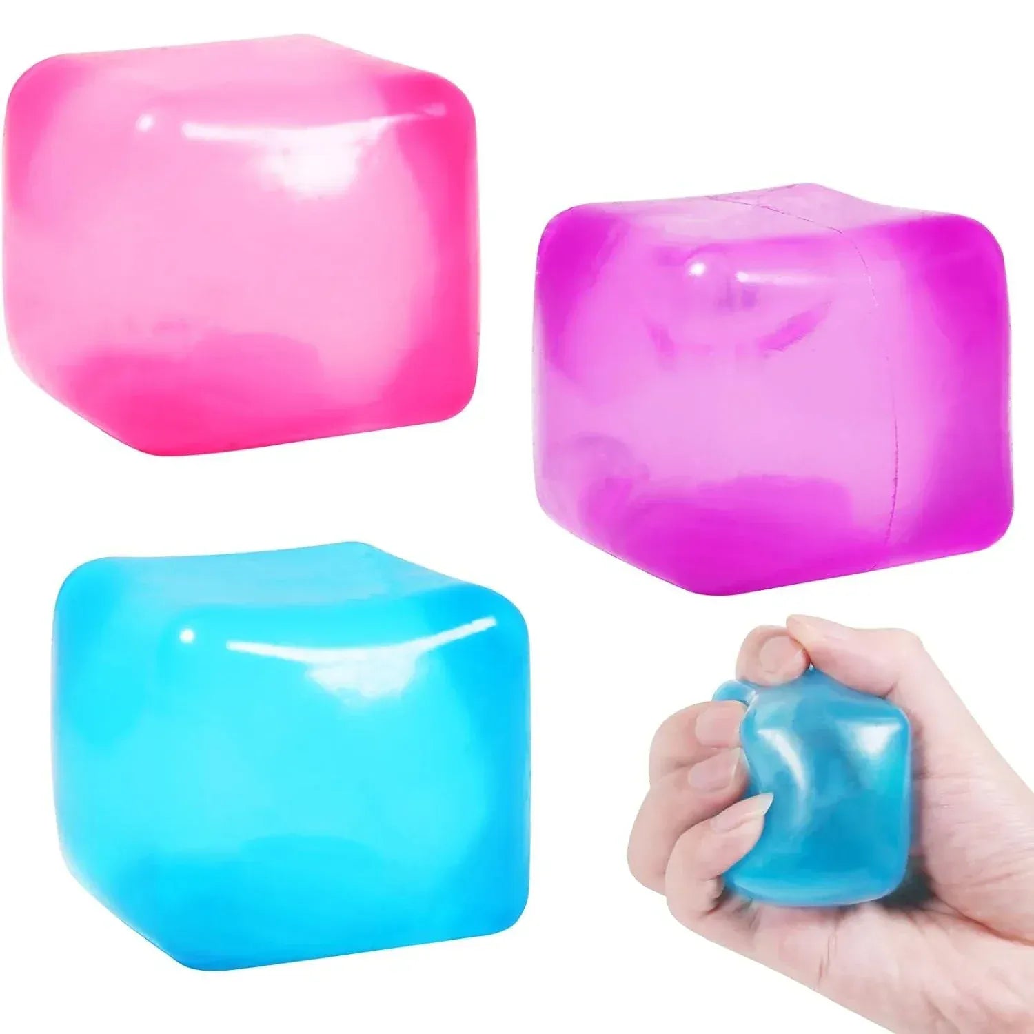 Squishy Ice Cube Stress Ball - 3 Pack Sensory Fidget Toy