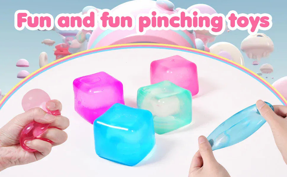 Squishy Ice Cube Stress Ball - 3 Pack Sensory Fidget Toy