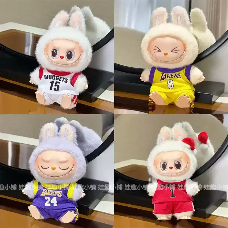 Two-Piece Suit 17cm First Second Generation Labubu Basketball Clothes Cute Doll Decoration Handmade Clothes